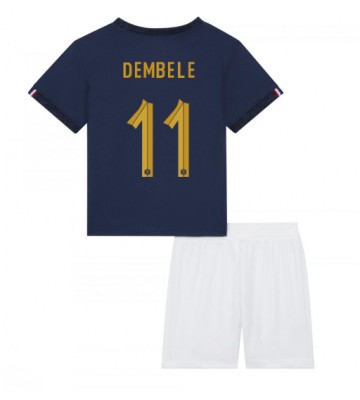 Maillot de foot France Ousmane Dembele #11 Domicile enfant Monde 2022 Manches Courte (+ pantalon court)